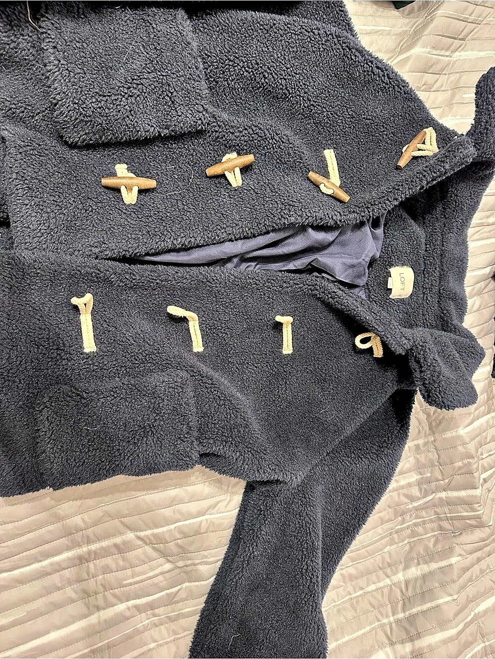 LOFT Black Teddy Jacket with Toggle Closures